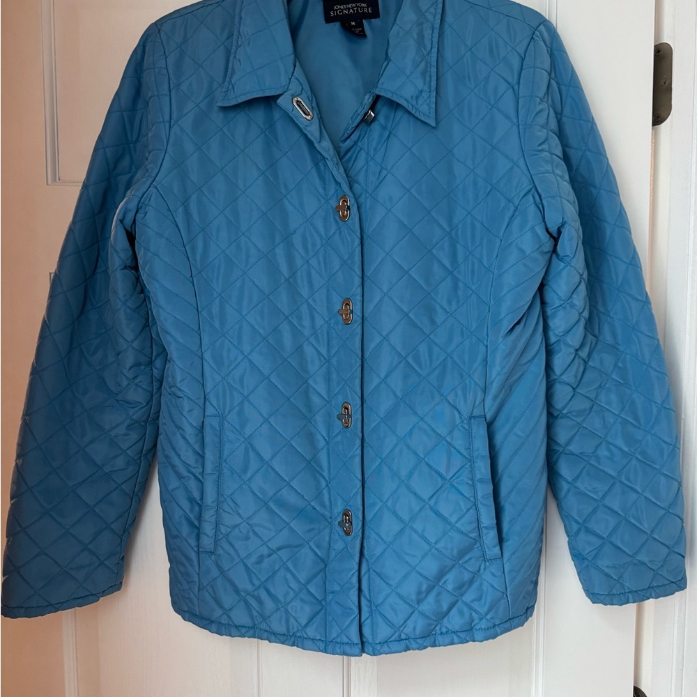 Jones New York Blue Quilted Puffer Jacket